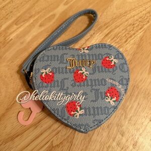 Juicy Couture Blue Heart Kids Pouch with Red Accents
